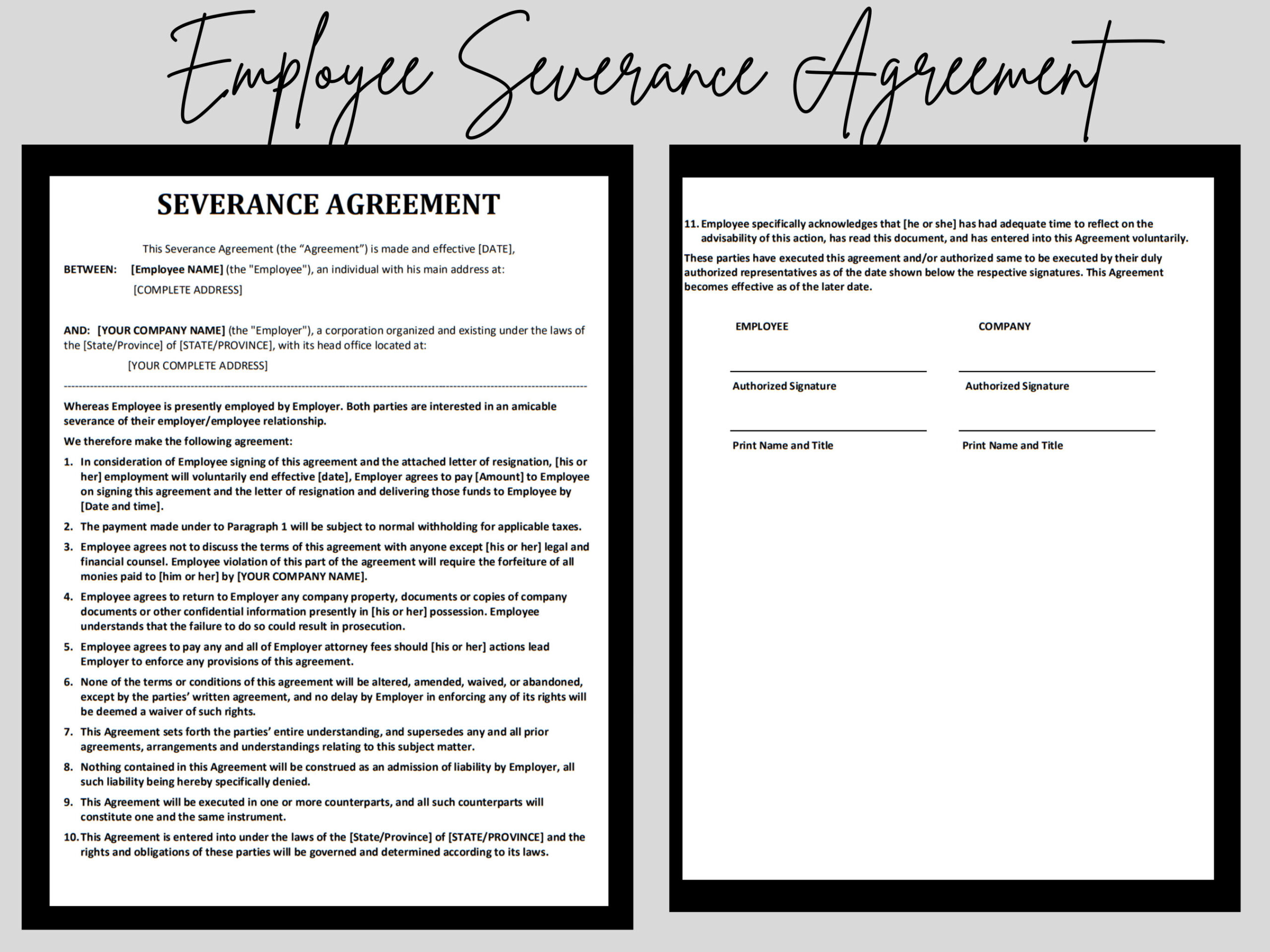 sample Severance Agreement Template