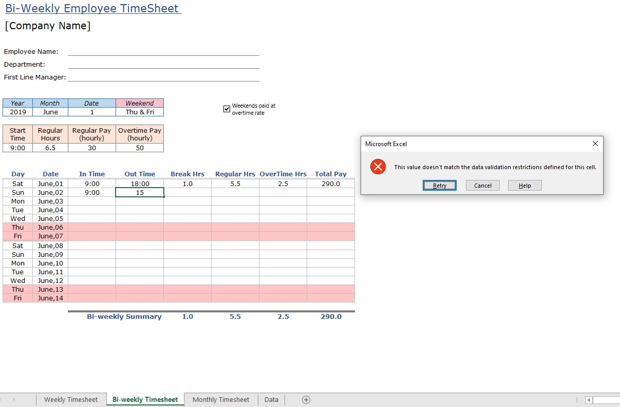 sample salaried employee timesheet template