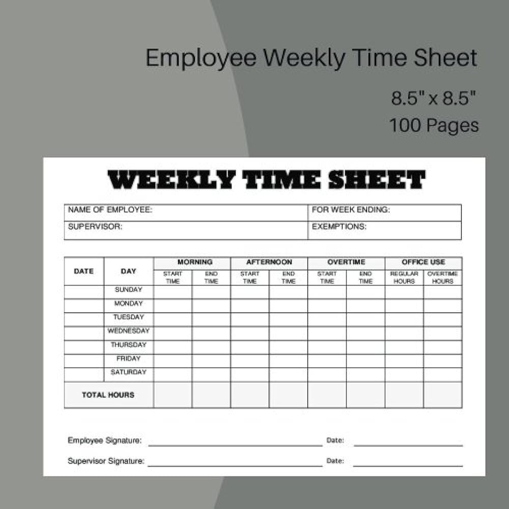 sample employee weekly timesheet template