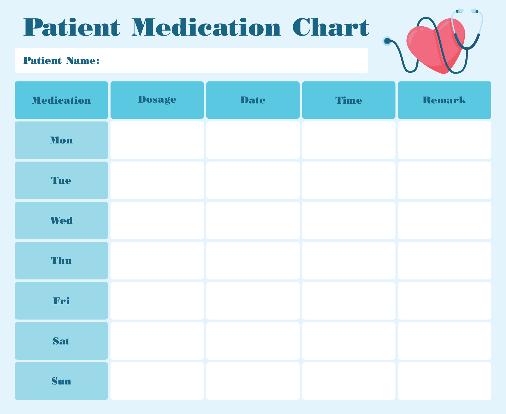 example of medication chart template