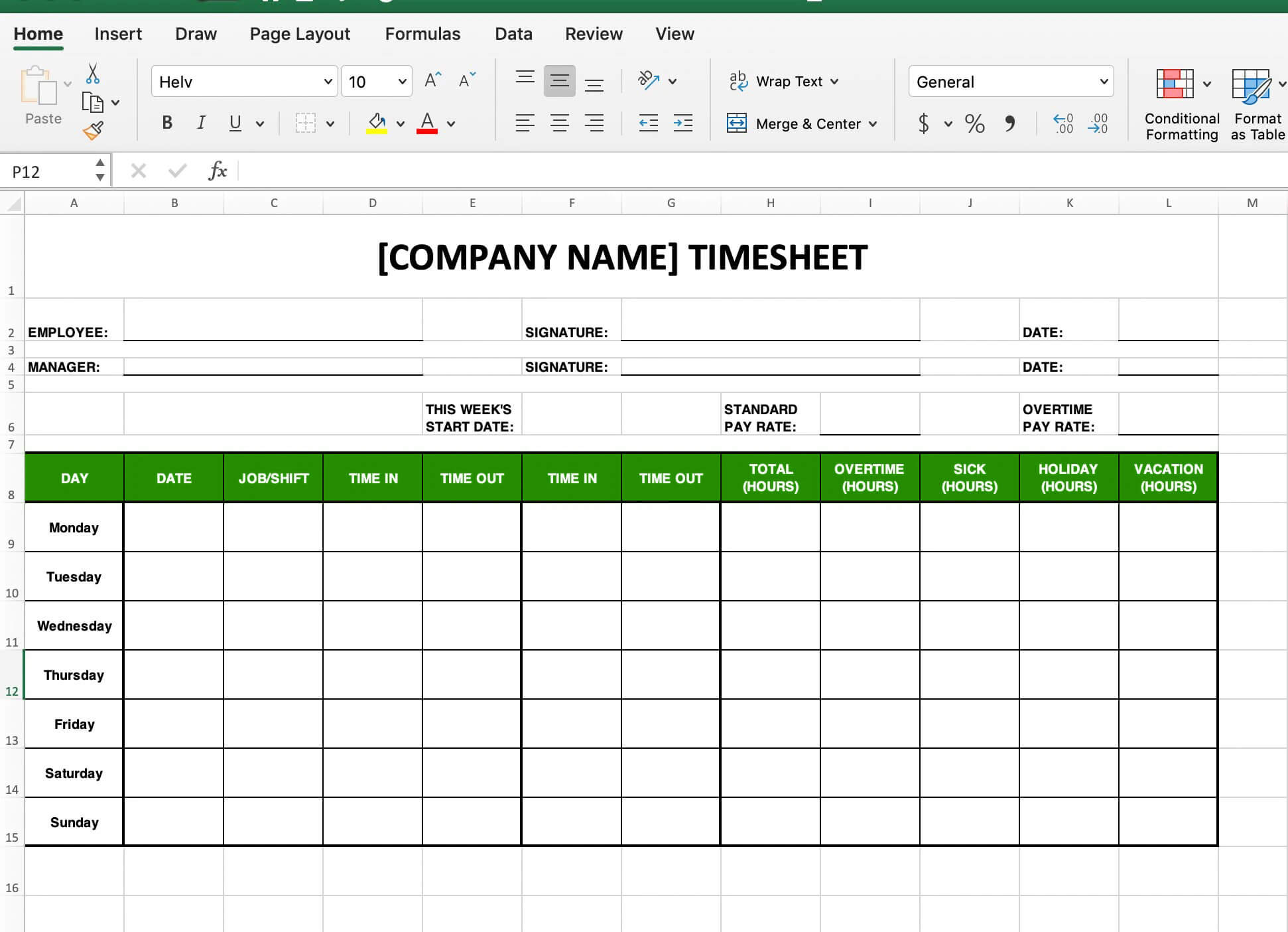 sample accounting timesheet template