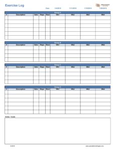 exercise chart template example