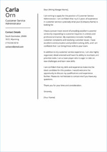 experienced customer service cover letter