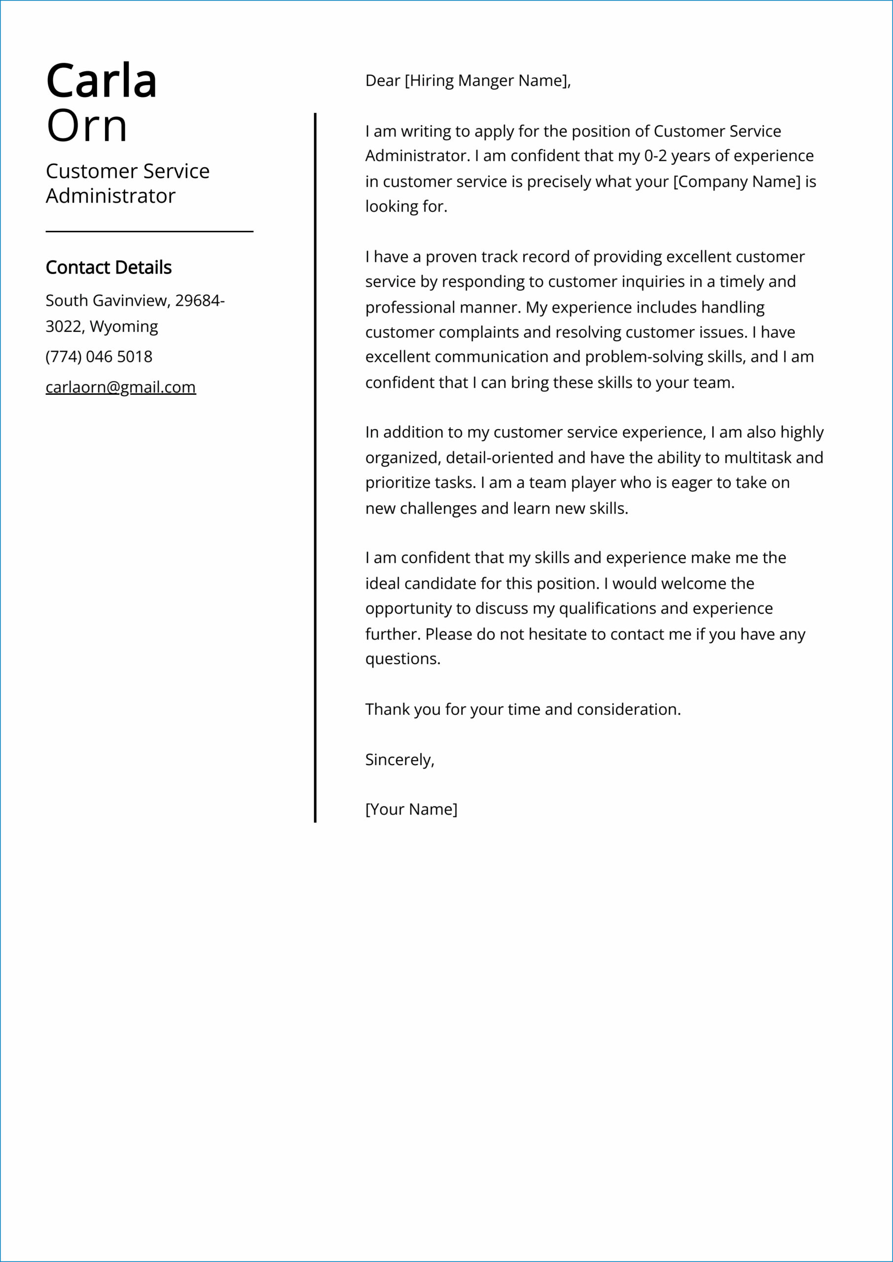 experienced customer service cover letter | Bogiolo