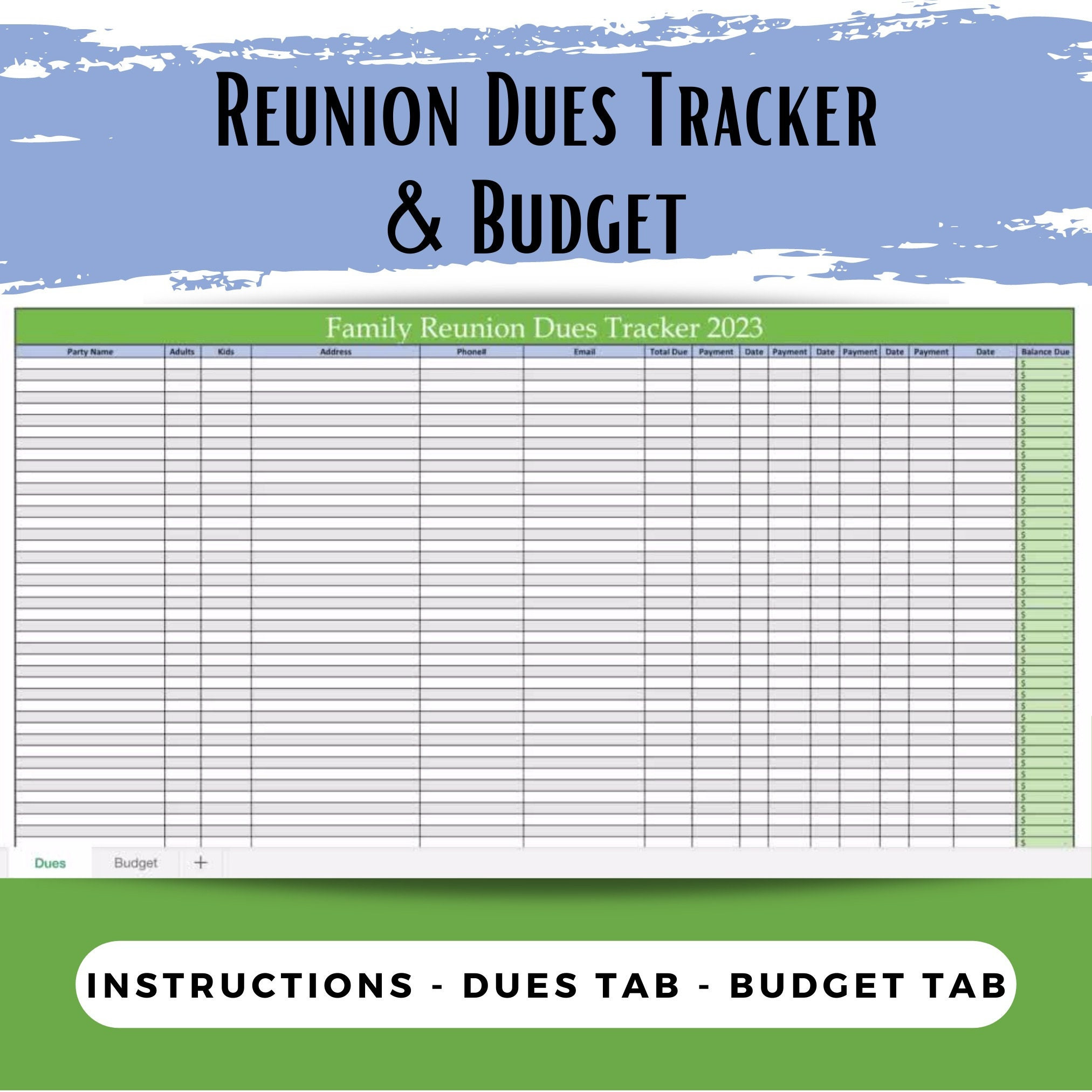 sample family reunion budget template