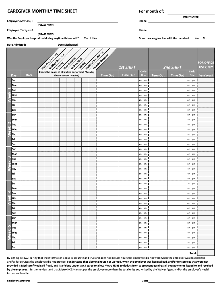 sample home health care timesheet template