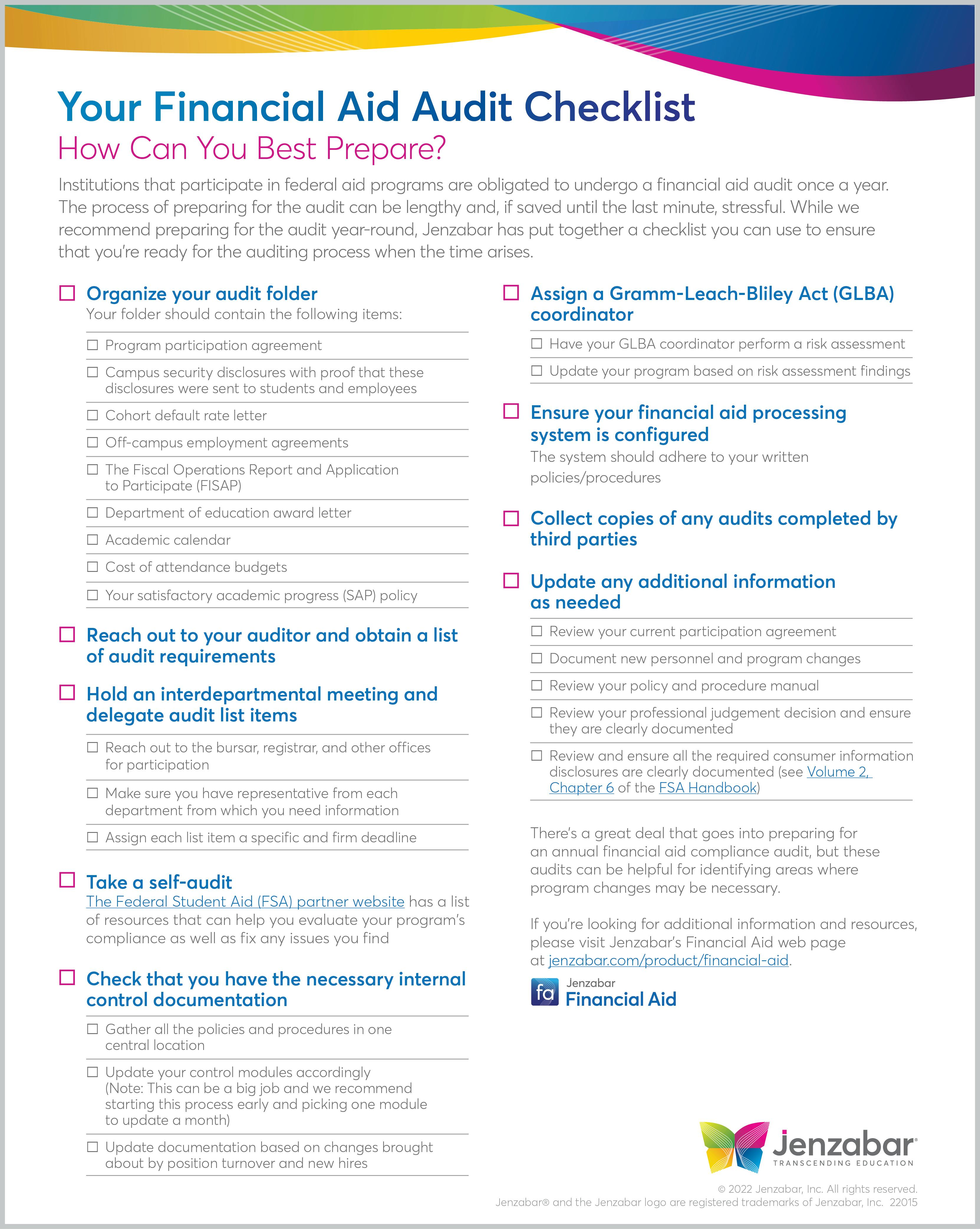 sample financial audit checklist template