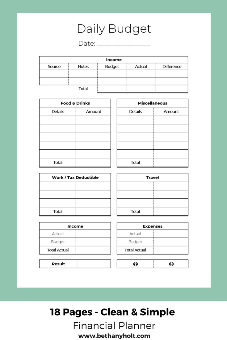 sample daily budget template