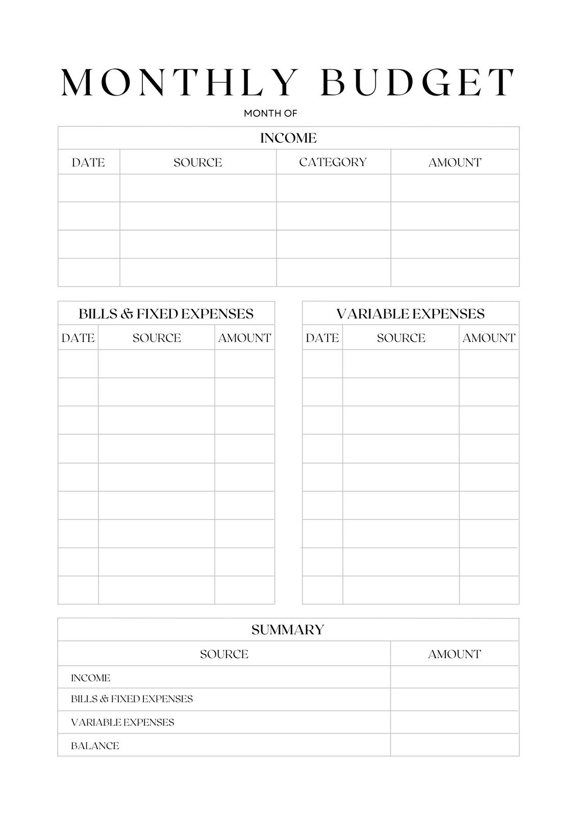 sample financial plan budget template