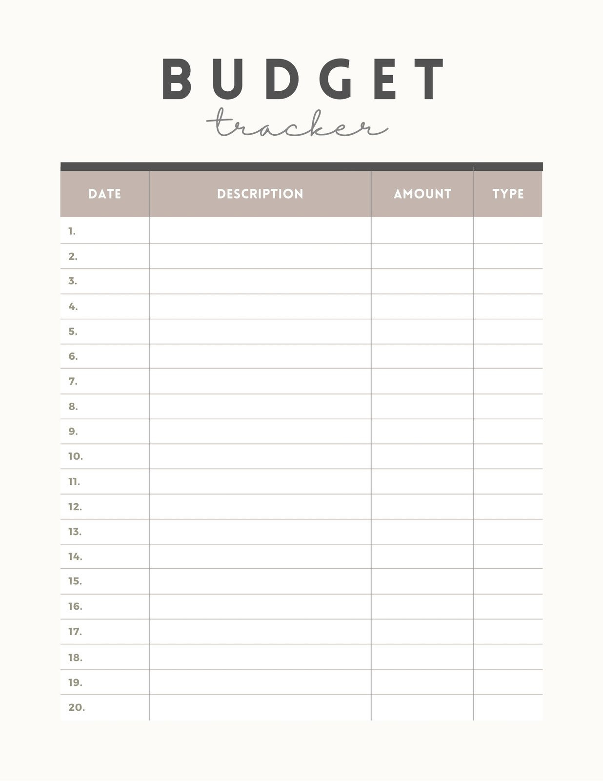 sample tracking budget template