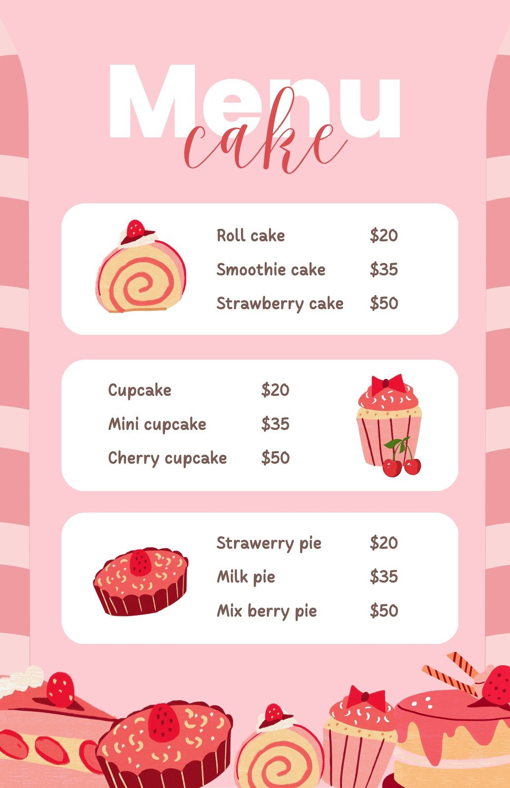 sample Homemade Cake Price List Template