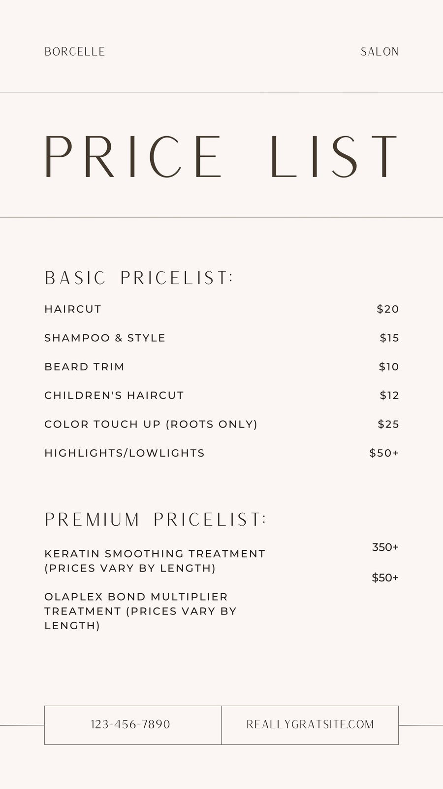 sample Graphic Design Price List Template