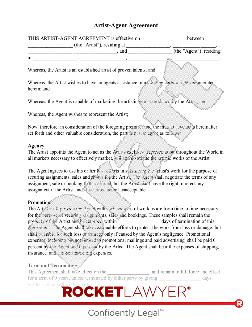 sample artist agreement template