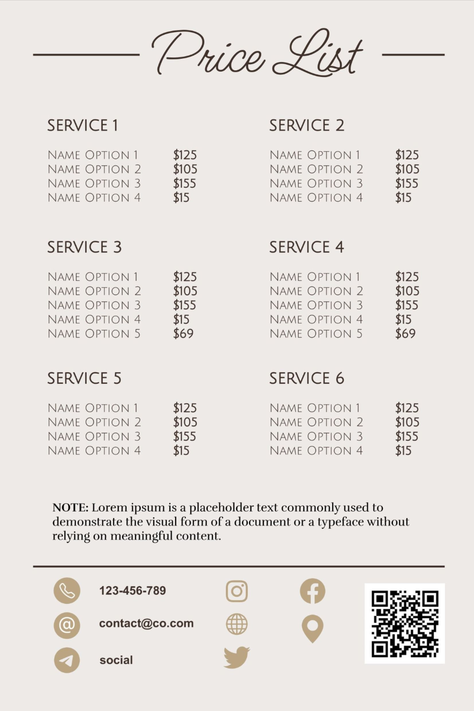 sample Hair Salon Price List Template