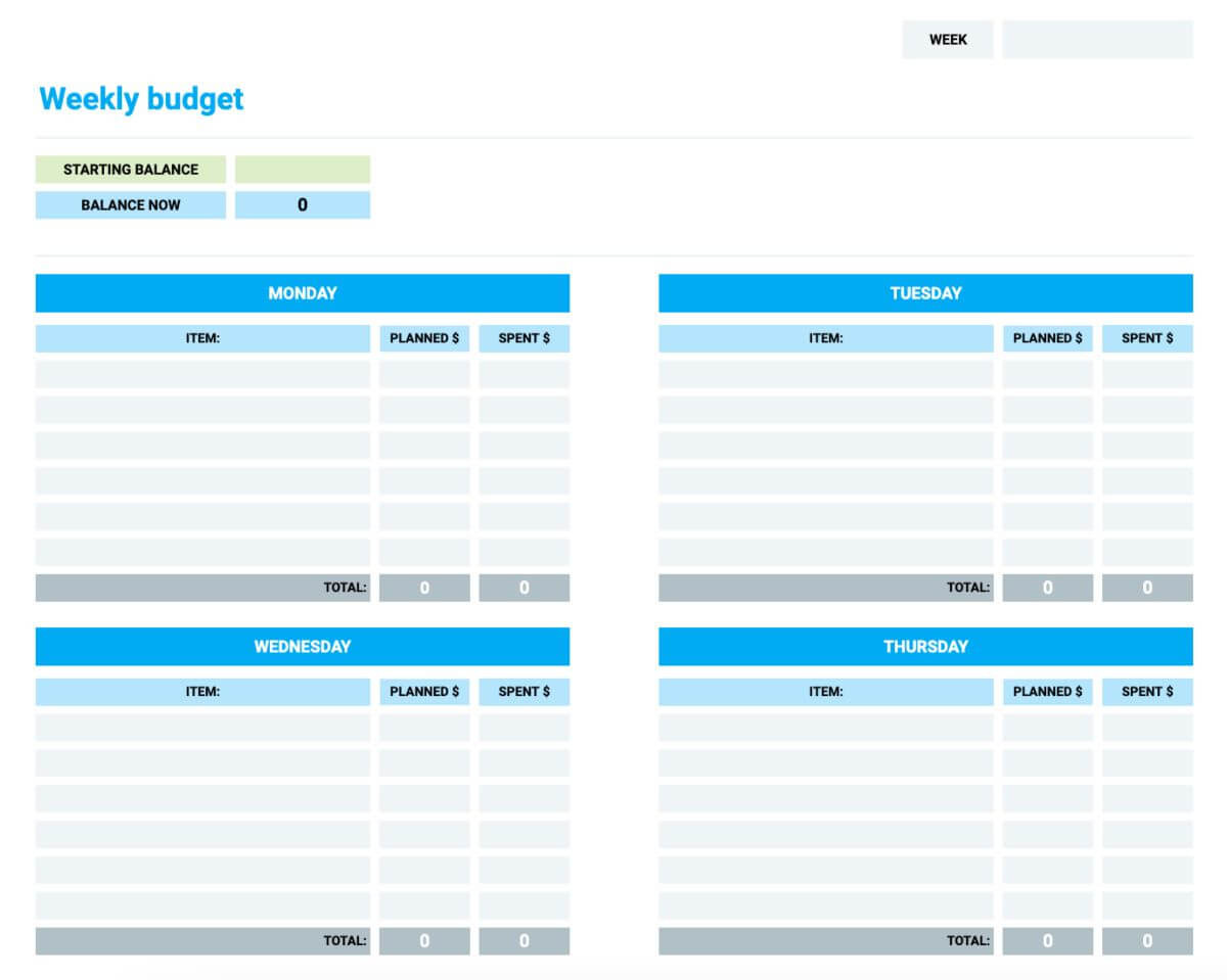 sample first time budget template