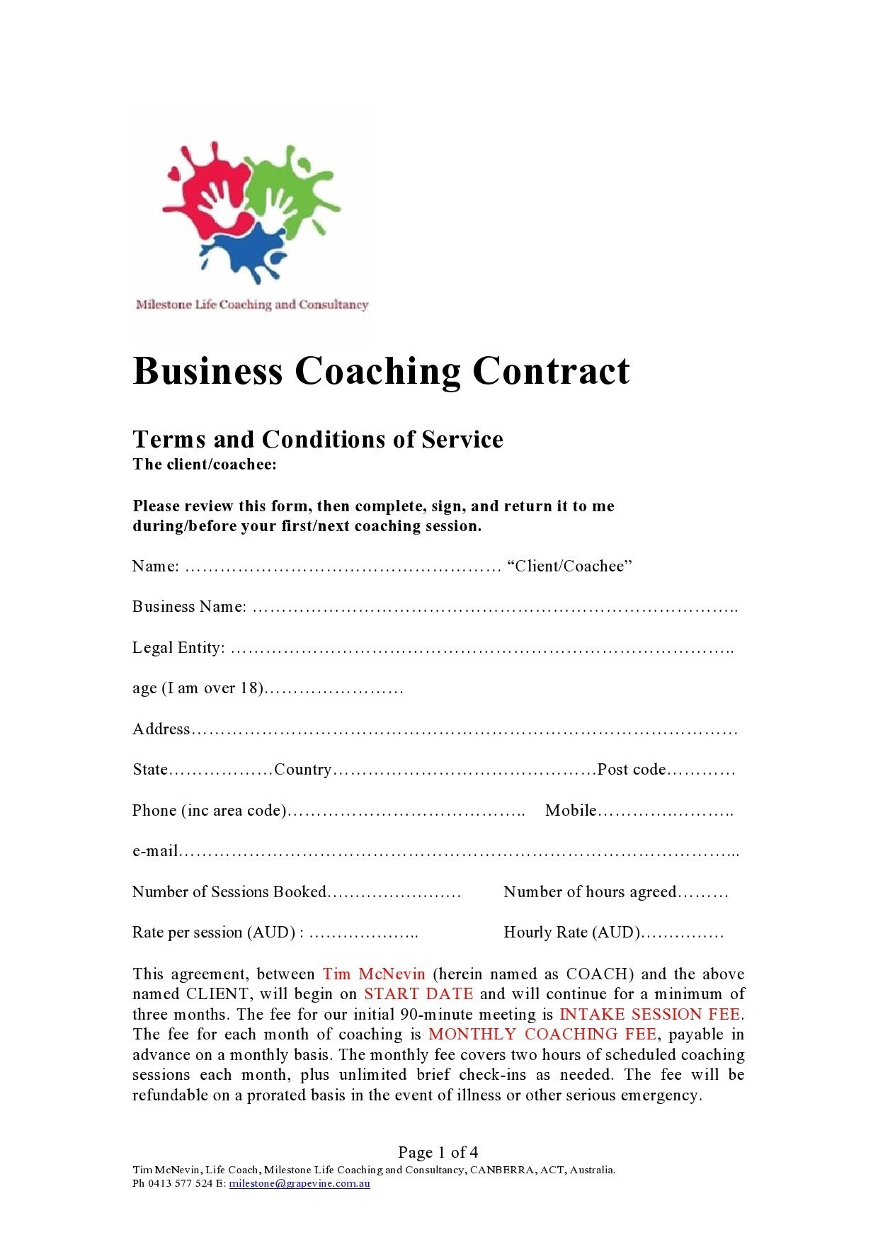 sample Small Business Agreement Template