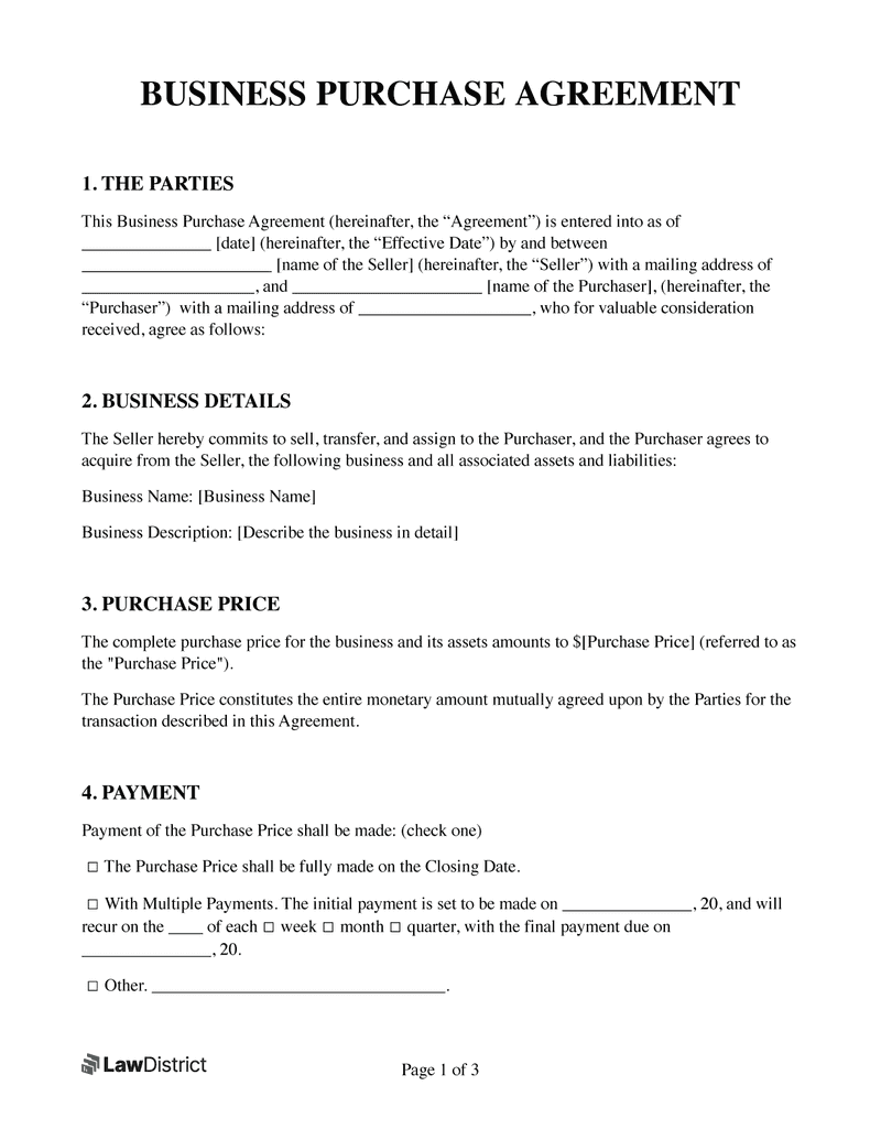 sample buying agreement template