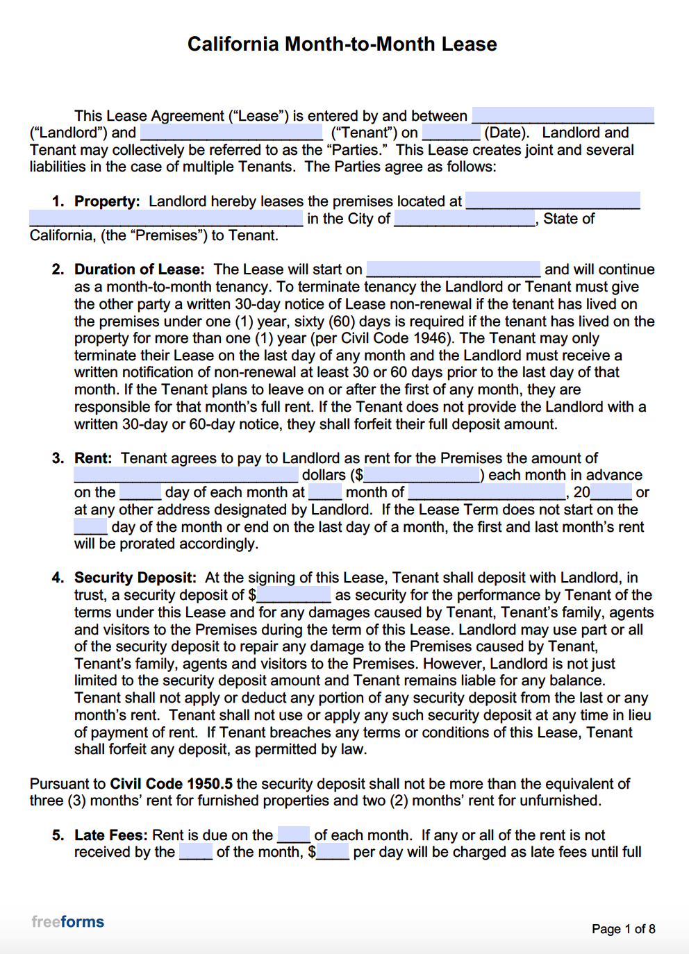 sample month to month rent agreement template