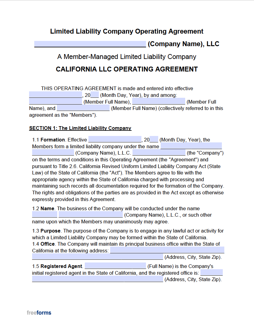 sample multiple member llc operating agreement template