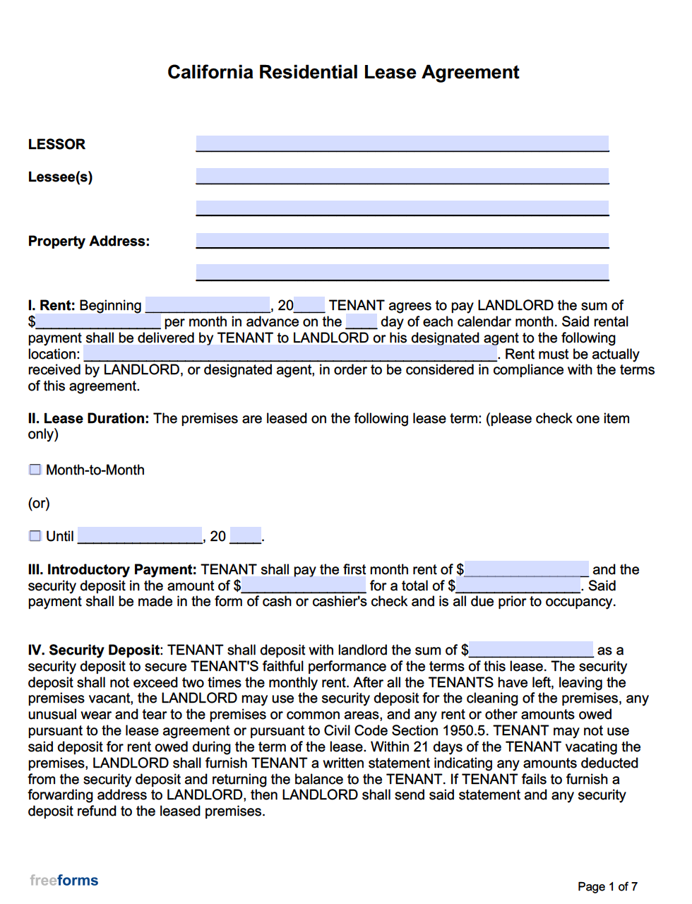 sample Tenant Agreement Template