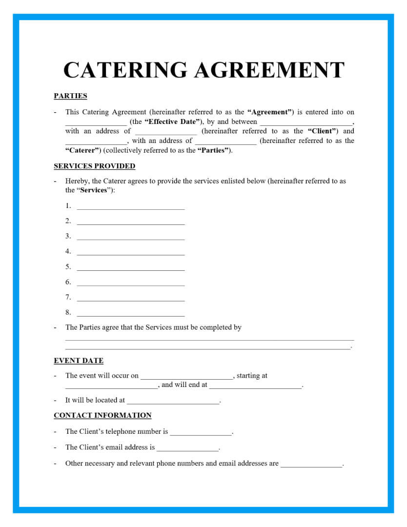 sample catering agreement template