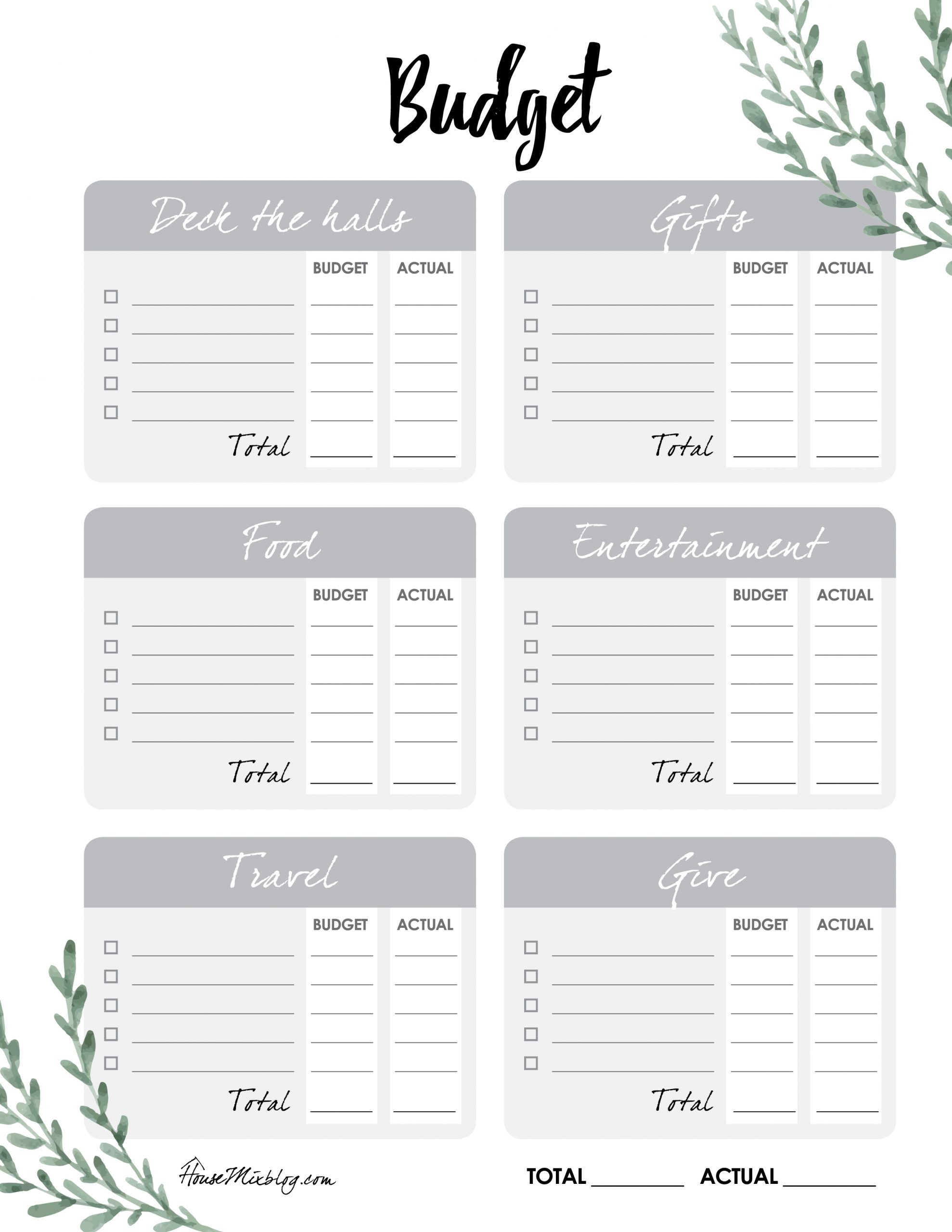 sample Christmas budget template