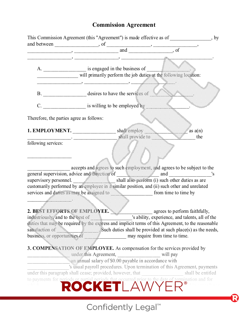 sample commission agreement template