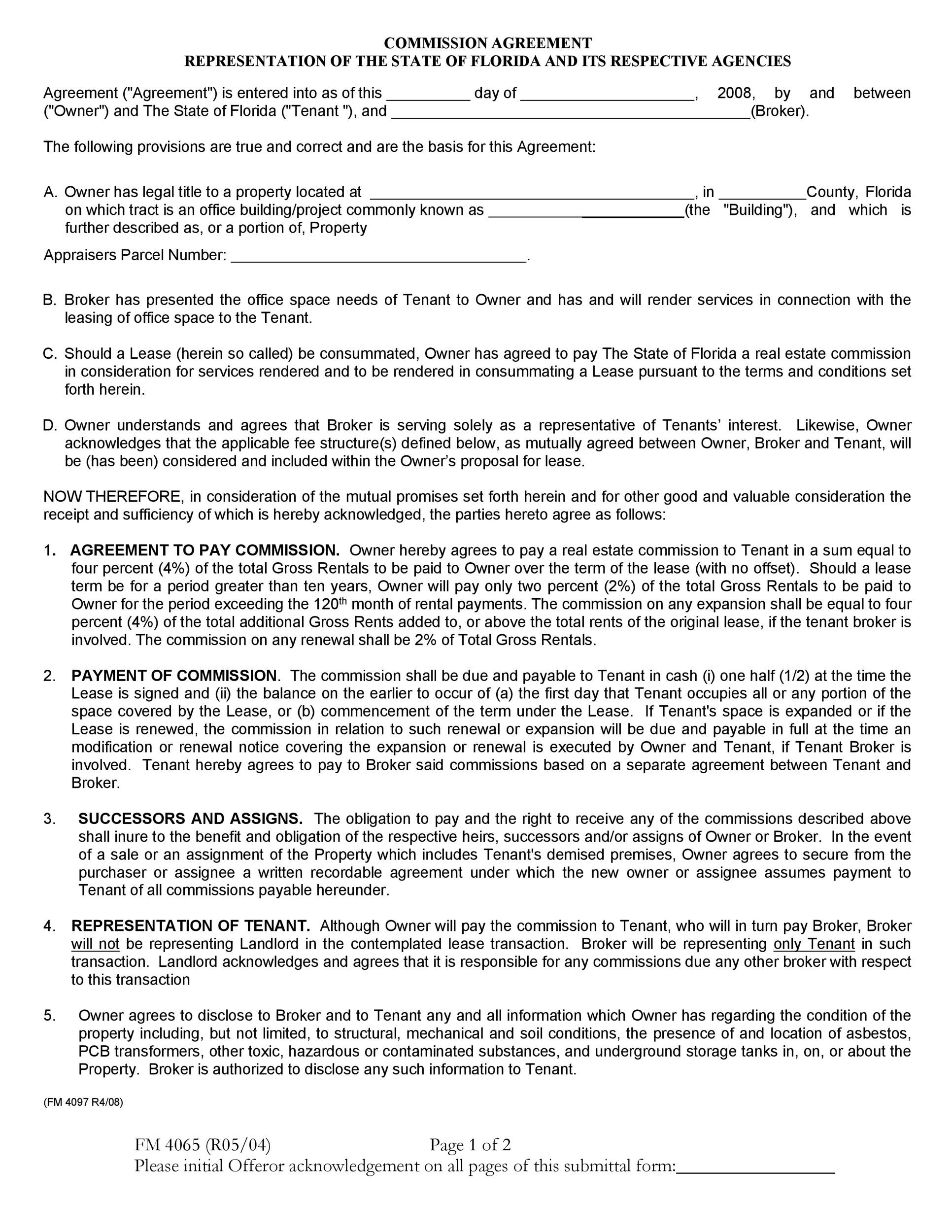 sample commission agreement template