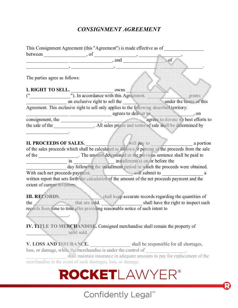 sample consignment agreement template