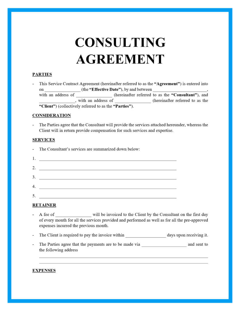 sample consultant service agreement template