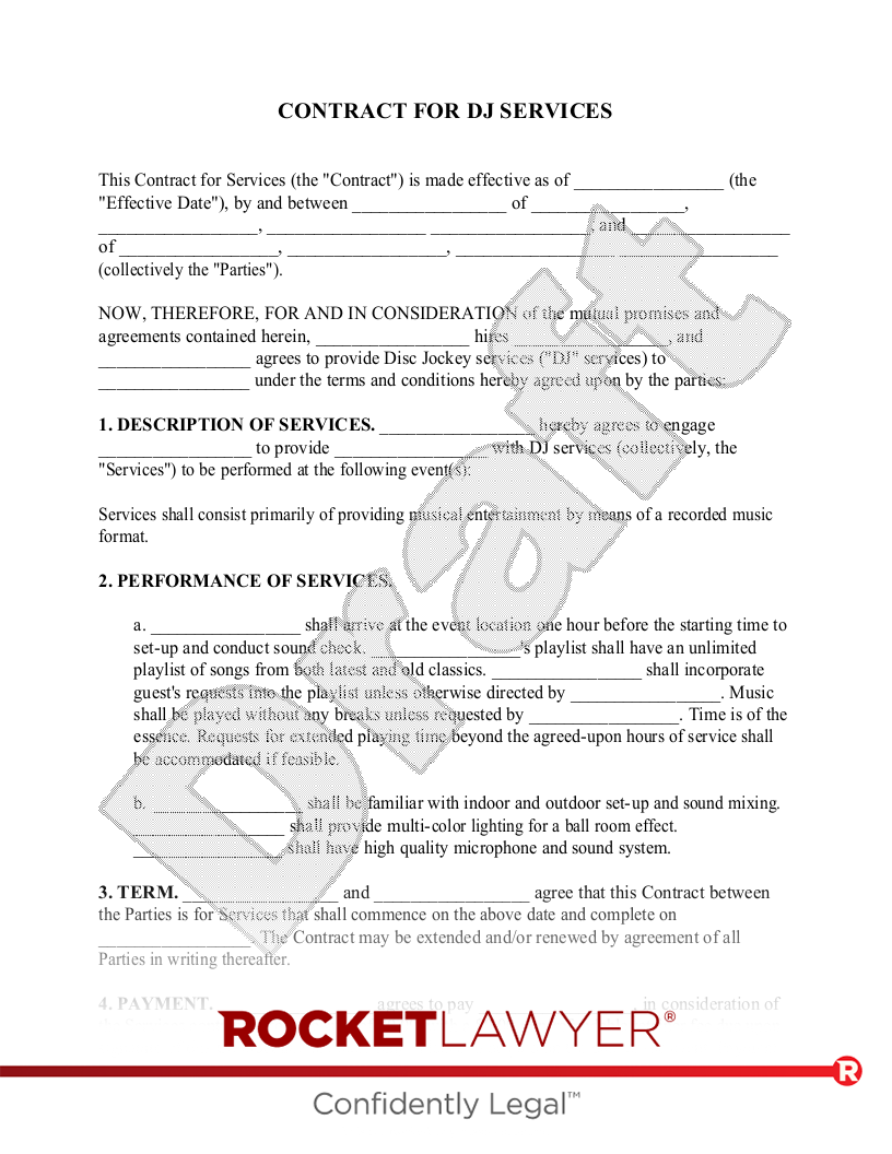 sample dj agreement template