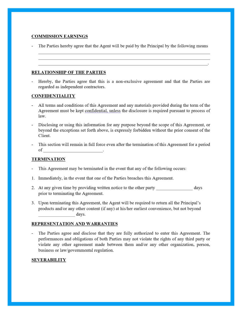 sample commission agreement template