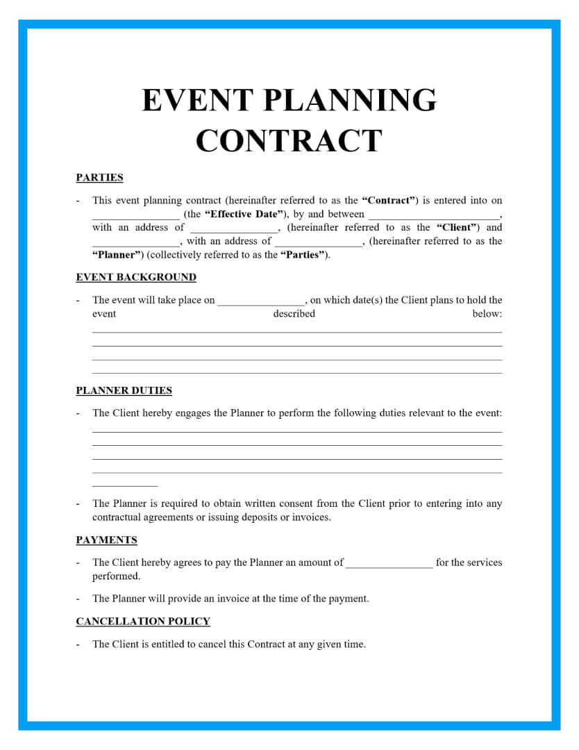 sample event planning agreement template