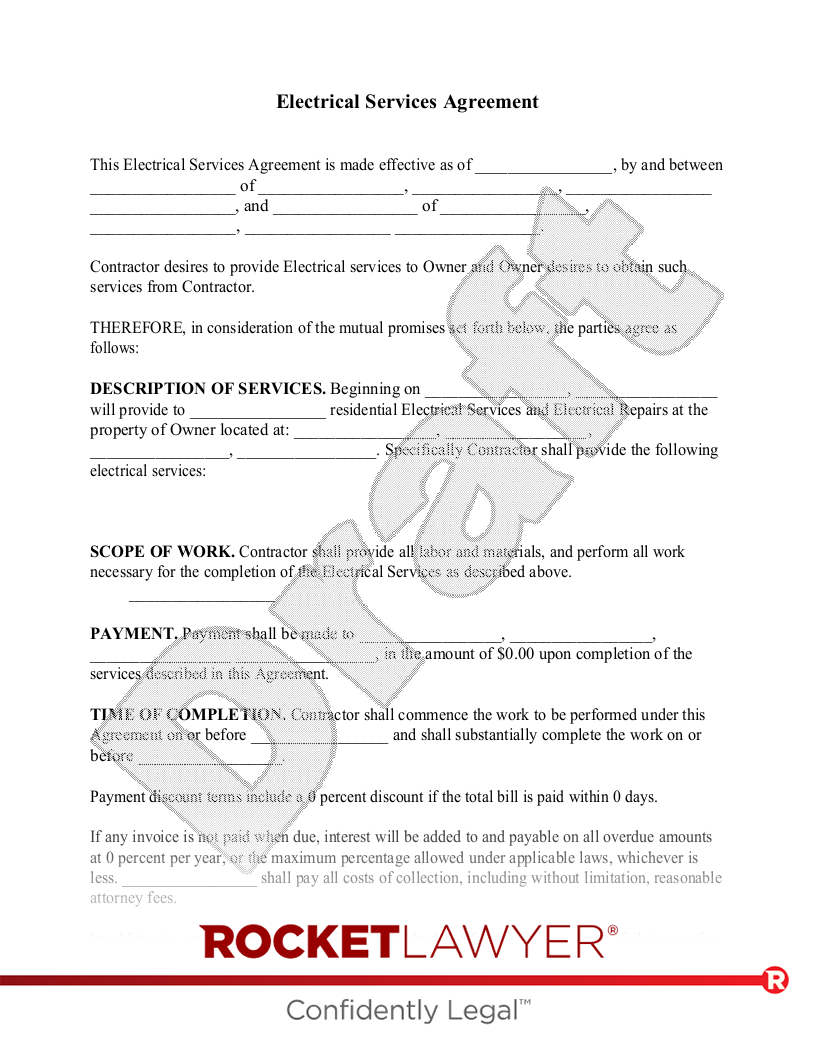 sample electrical contract agreement template