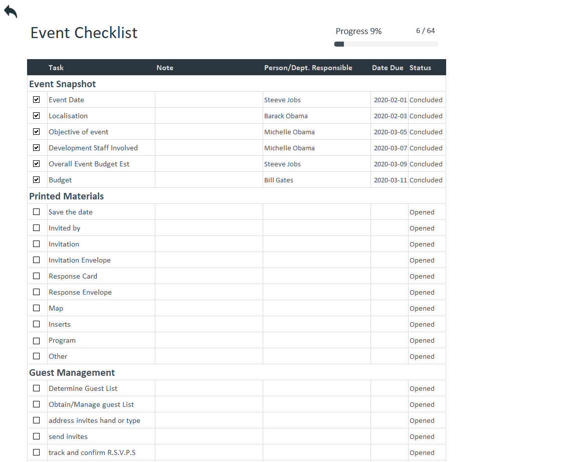 sample corporate event planning checklist template