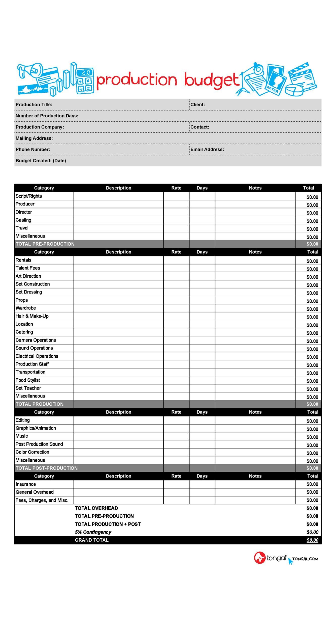 sample theater production budget template