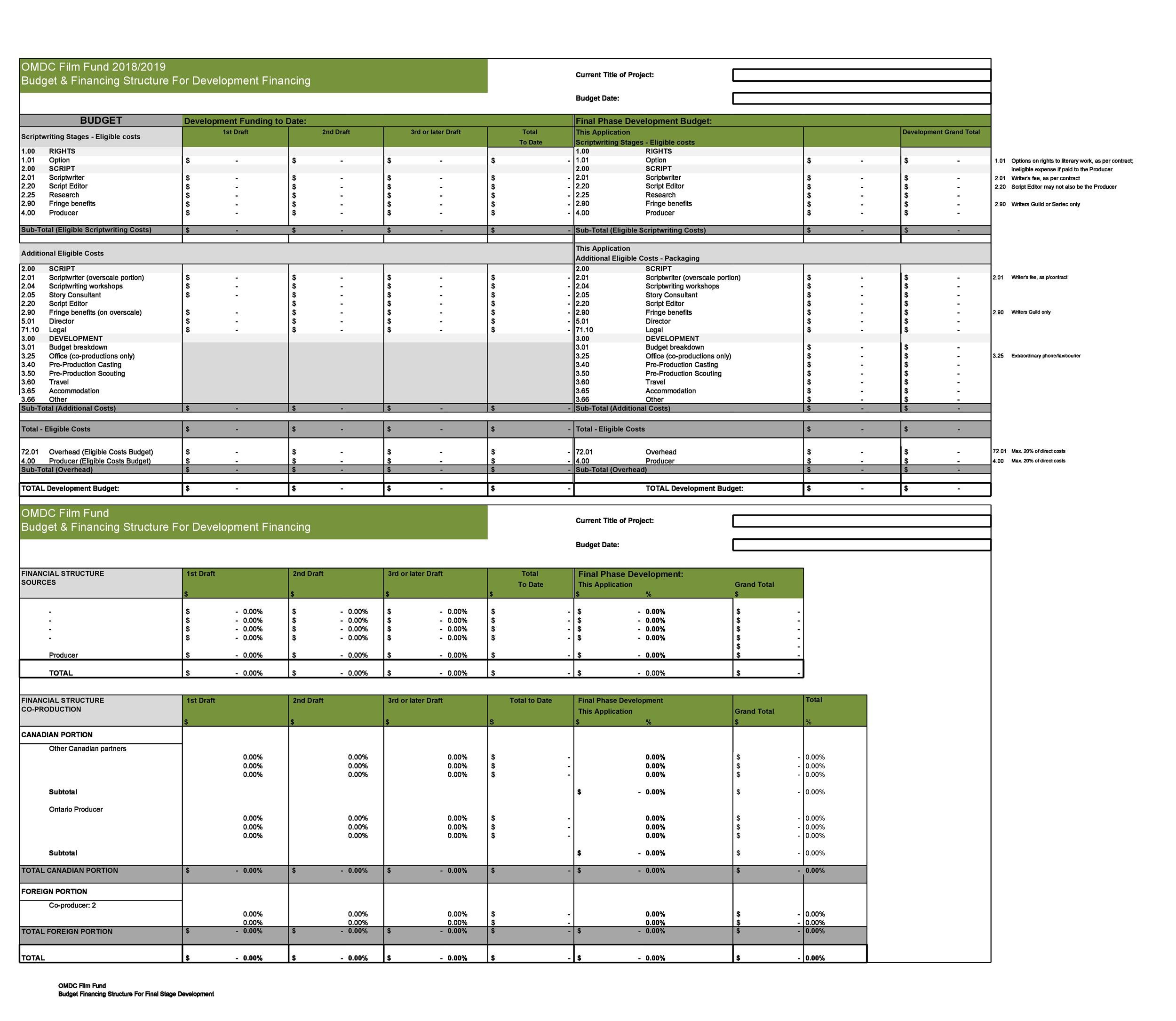 sample documentary film budget template