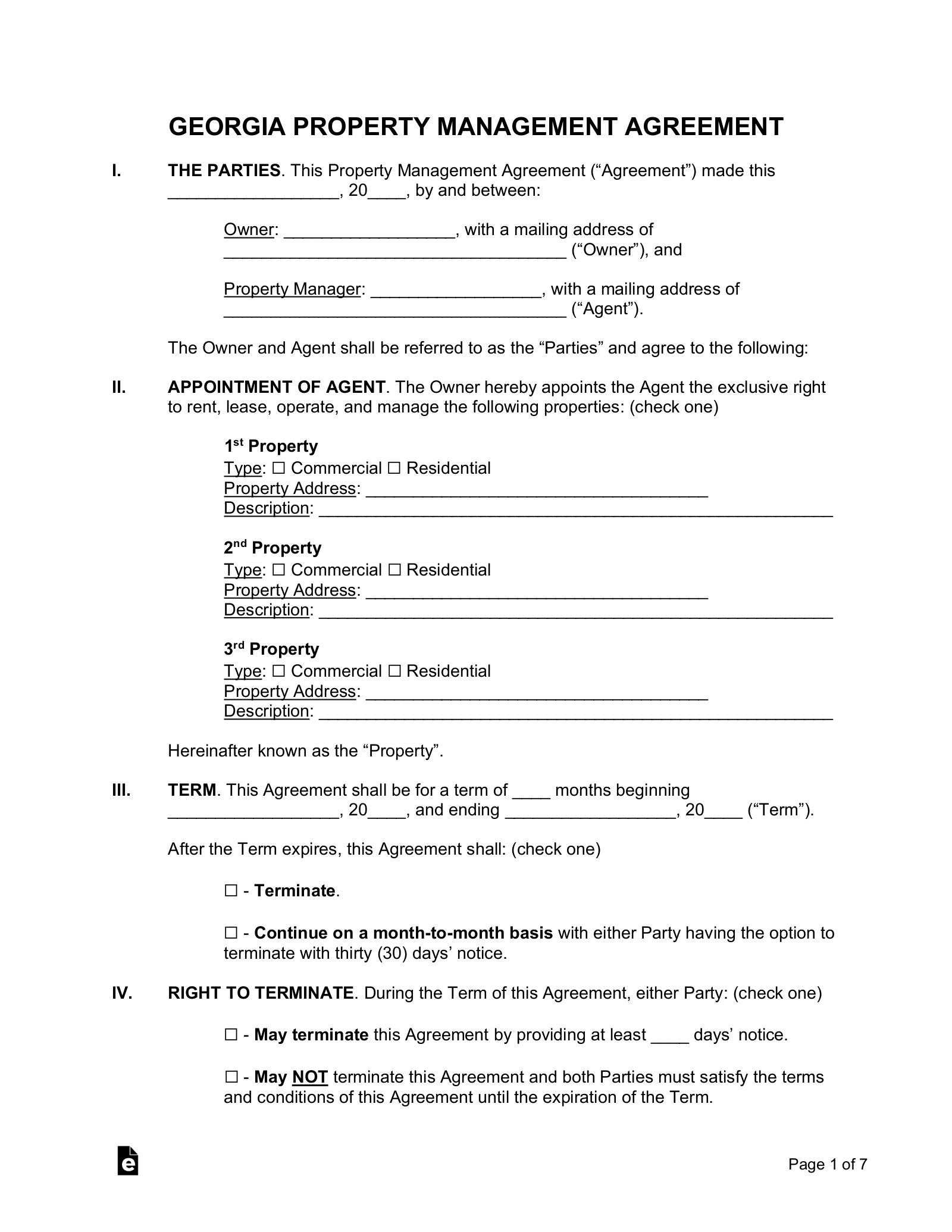 sample property management agreement template