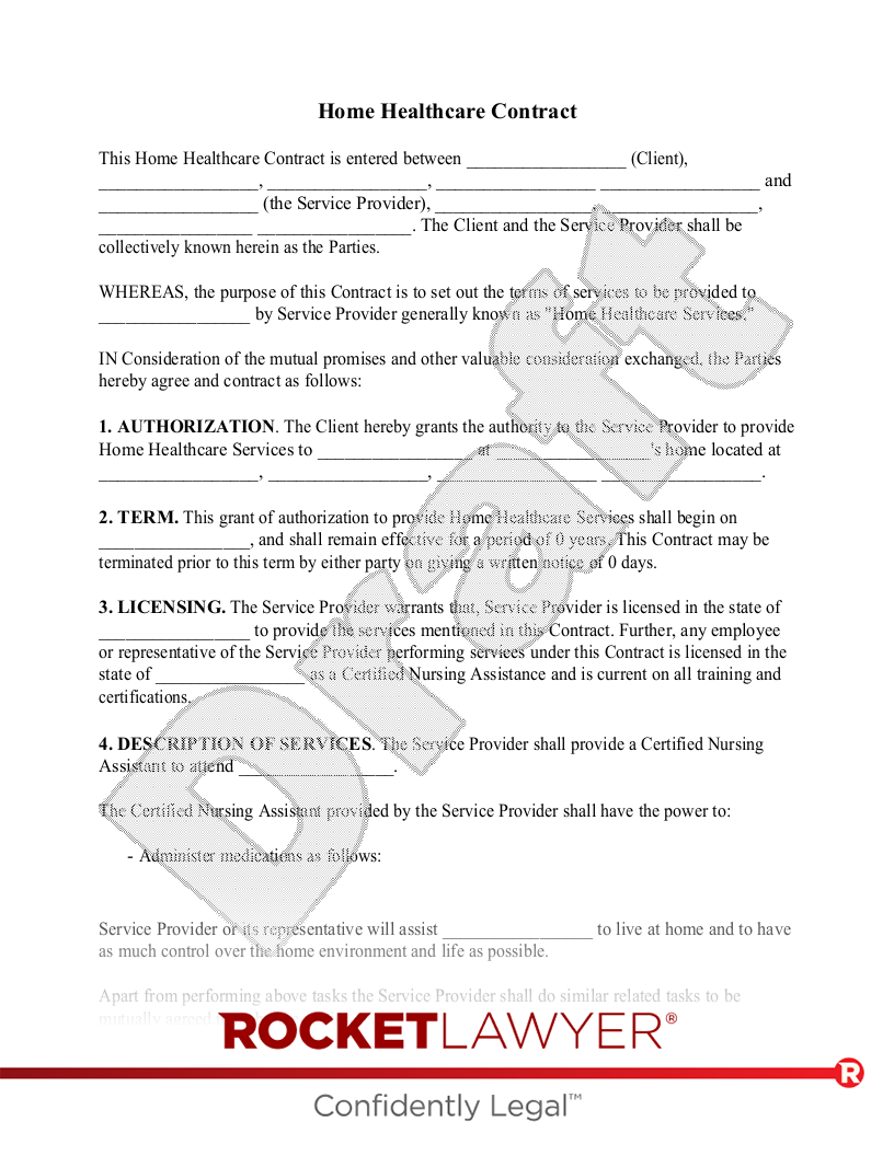 sample caregiver agreement template