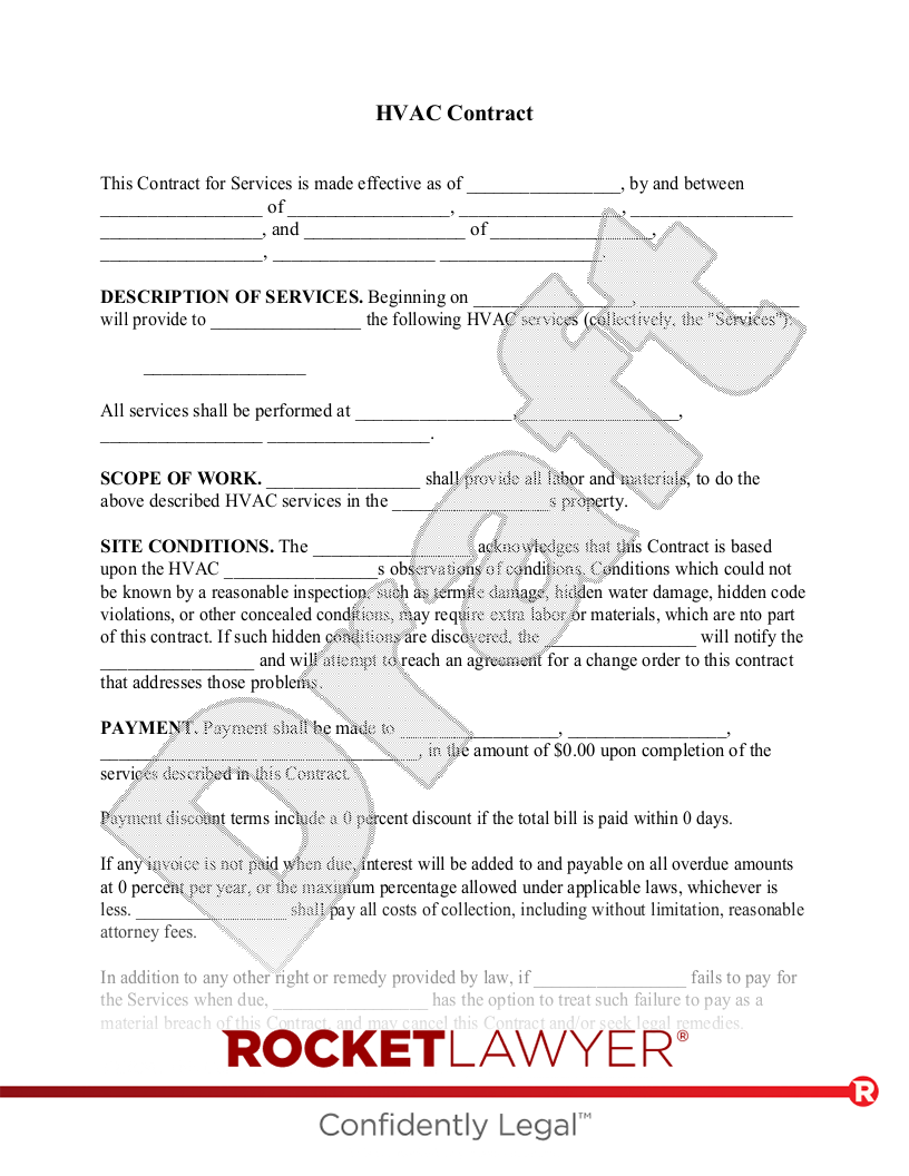 sample hvac service agreement template