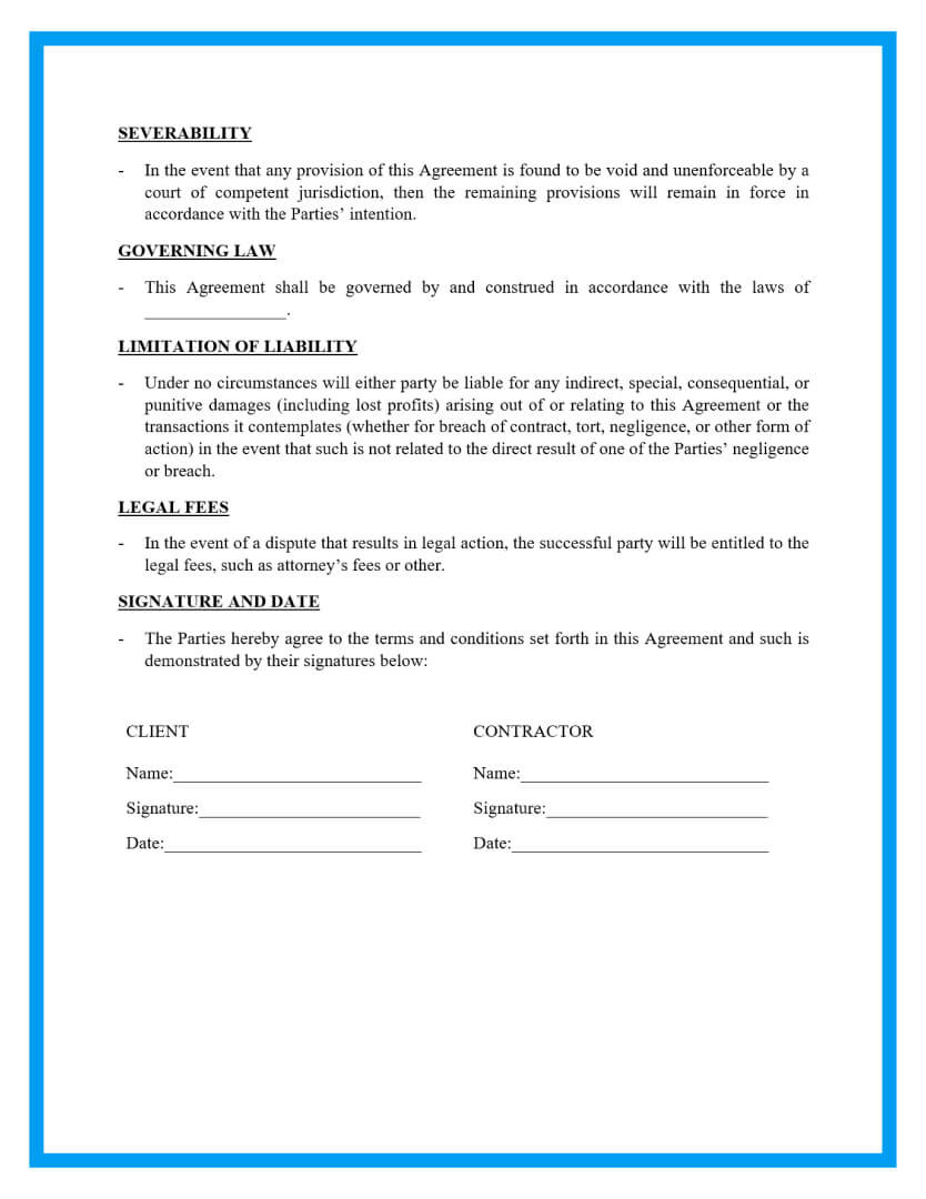 sample independent contractor agreement template