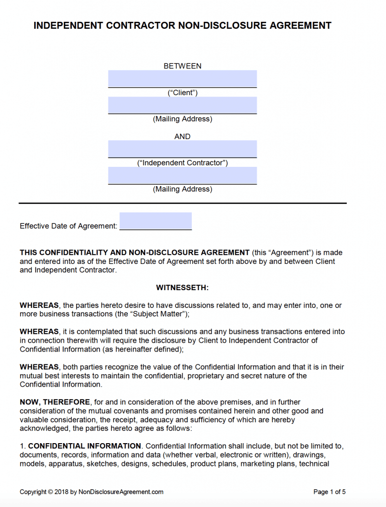 sample nda disclosure agreement template