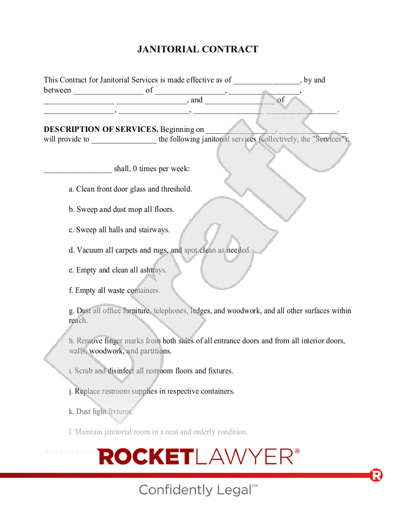 sample janitorial agreement template