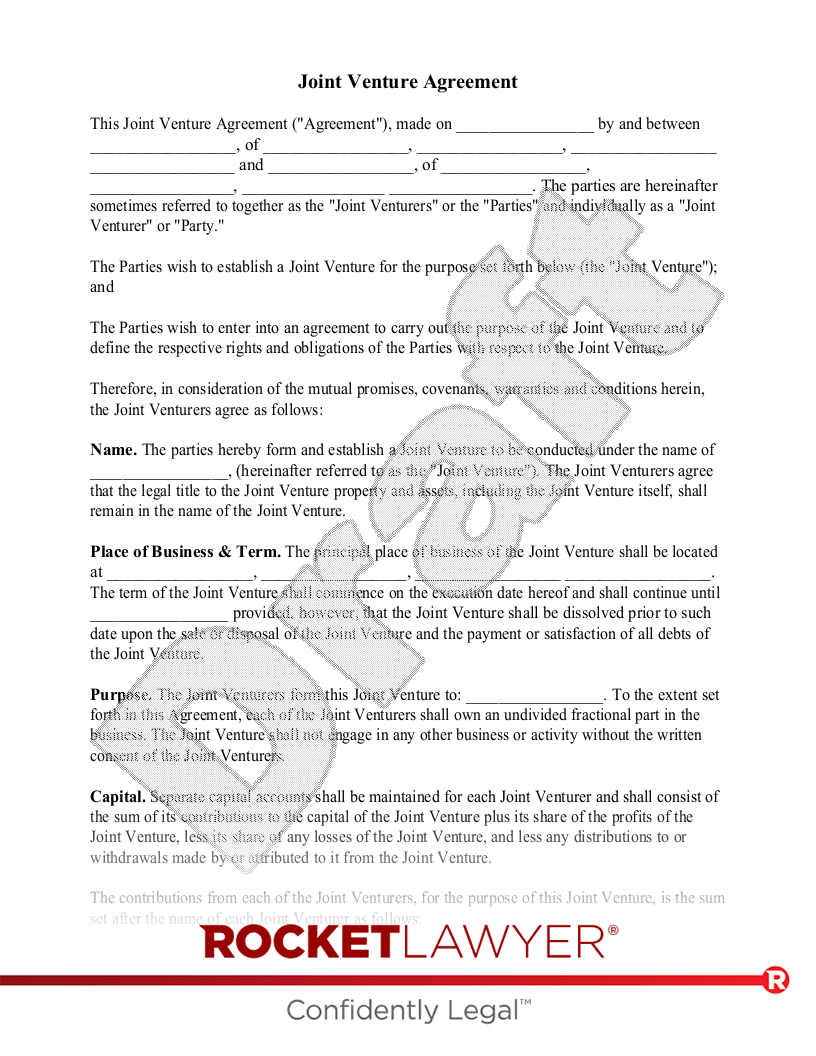 sample joint venture agreement template