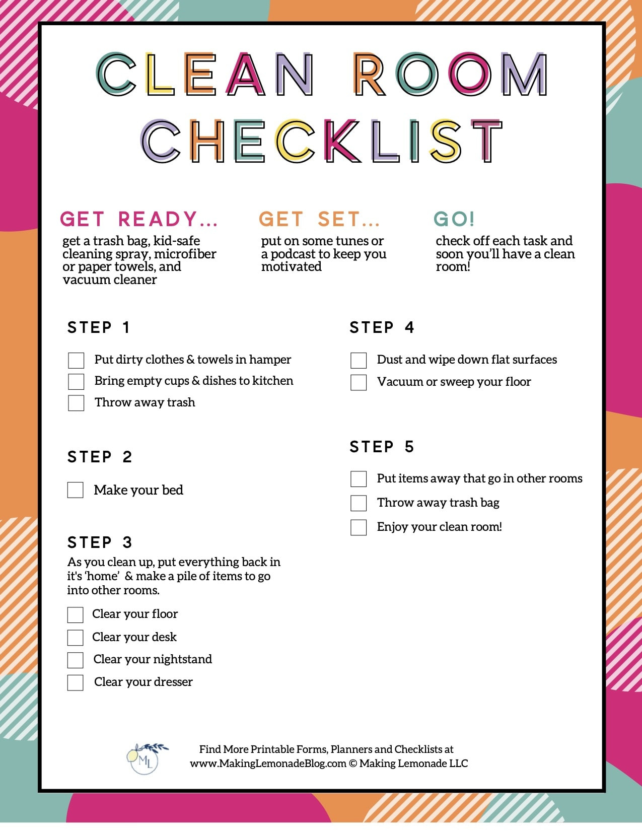 sample room cleaning checklist template