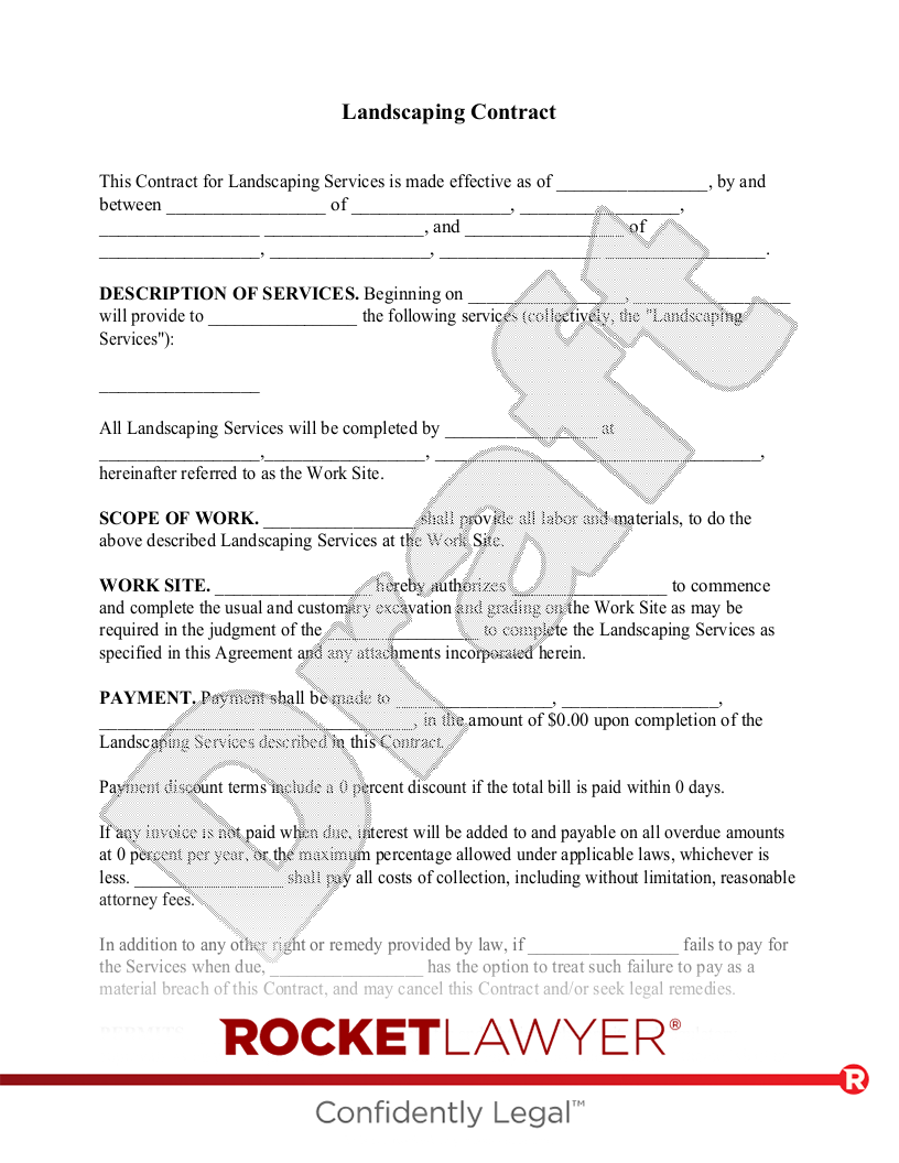 sample landscape contract agreement template