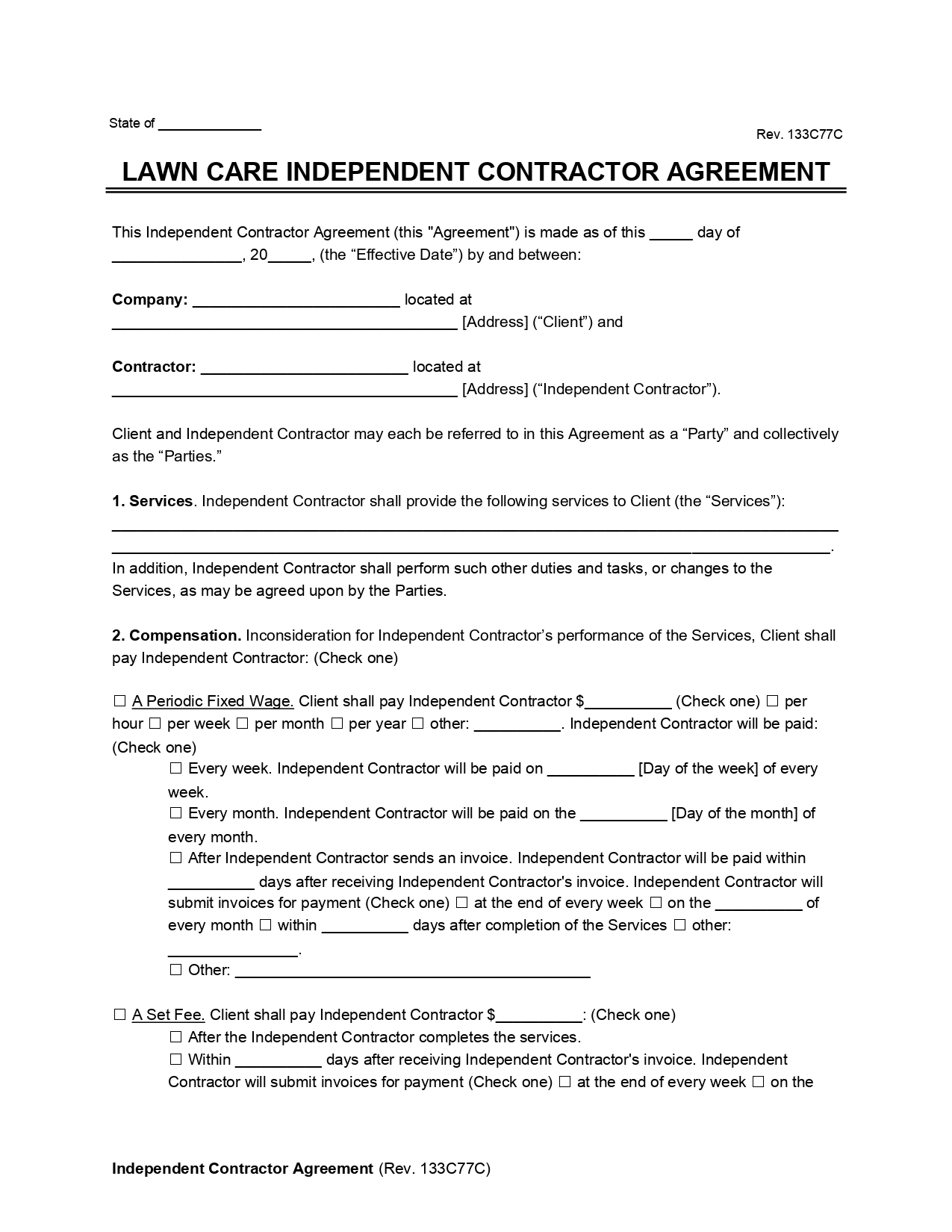 sample lawn care service agreement template