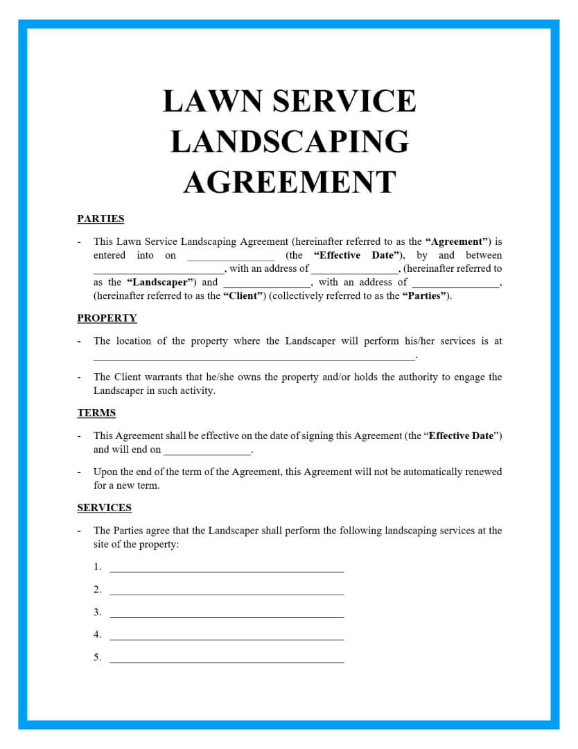 sample lawn care service agreement template