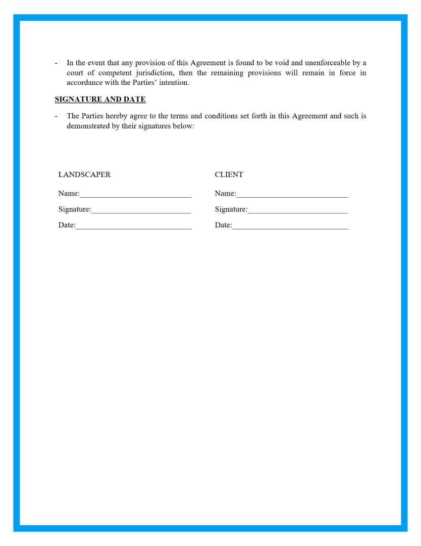 sample lawn care service agreement template