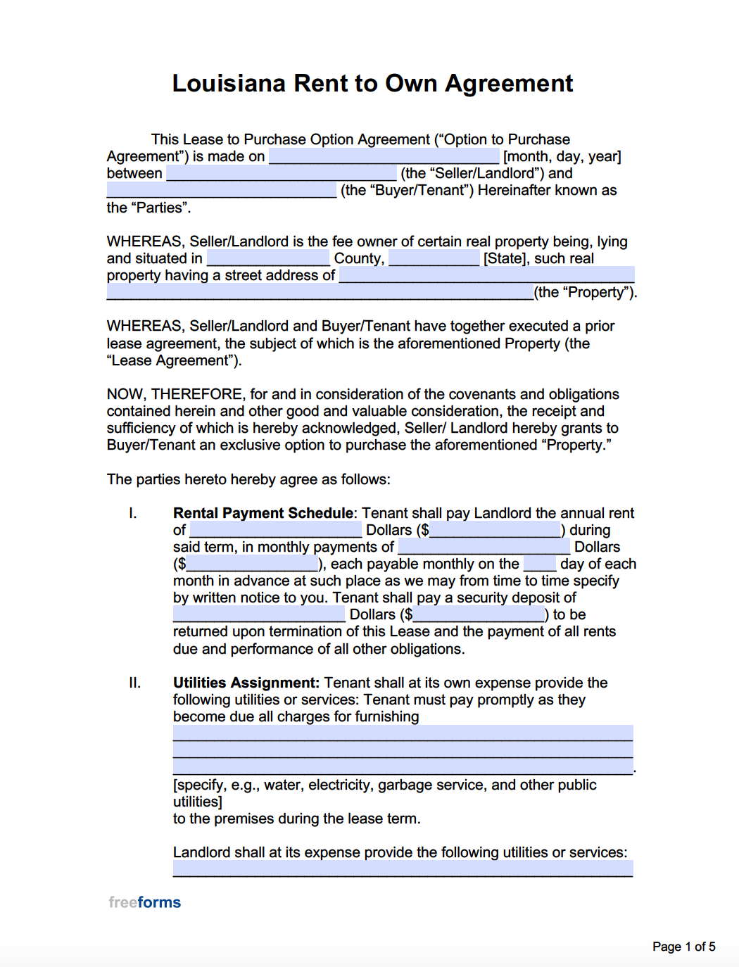 sample lease to own rental agreement template